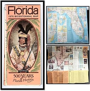 Bild des Verkufers fr 1976 Florida Official Bicentennial 500 Years of History Road Map and Historical Information zum Verkauf von Blind-Horse-Books (ABAA- FABA)