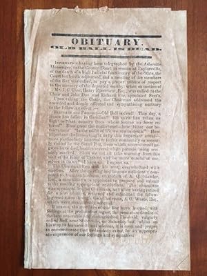 Obituary: Old Ball is Dead. UNRECORDED Western North Carolina Political Satire Pamphlet. Ashevill...