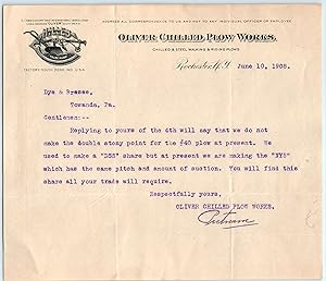 Letterhead - 1908 Oliver Chilled Plow Works Rochester New York