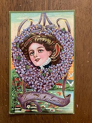 Purple Vintage Valentine Postcard