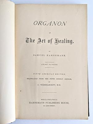 1886 Hahnemann ORGANON ART OF HEALING Fifth American Edition COPY of FEMALE HOMEOPATHY M.D.