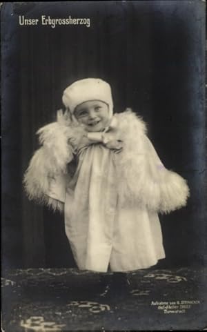 Ansichtskarte / Postkarte Erbgroßherzog Georg von Hessen, Kinderportrait, Mantel, Pelzumhang