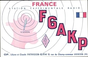 Ansichtskarte / Postkarte QSL Funkerkarte, F6AKP, Vierzon Cher