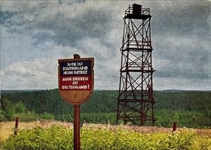 Ansichtskarte / Postkarte Zonengrenze im Harz, Hier ist Deutschland noch geteilt, Auch drüben ist...