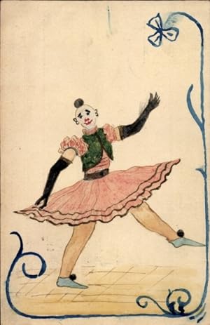 Handgemalt Ansichtskarte / Postkarte Tänzerin, Ballerina