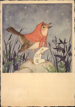 Künstler Ansichtskarte / Postkarte Bohatta Morpurgo, Die Nachtigall, Vogel mit Kopftuch
