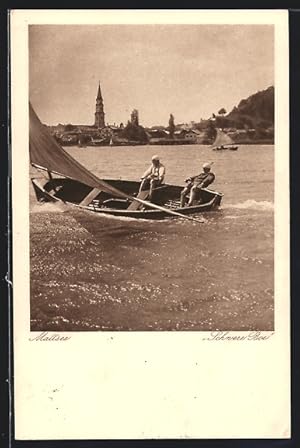 Ansichtskarte Segler mit ihrem Schiff auf dem Mattsee