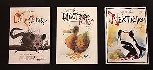 Bild des Verkufers fr THE GONZOVATION TRILOGY (Critical Critters, Extinct Boids, Nextinction). 3 Volumes, First Printings, Double-Signed (& Doodled by Ralph Steadman with Original Drawing) zum Verkauf von Northern Lights Rare Books and Prints