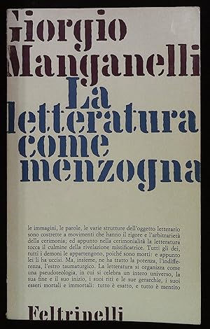 Bild des Verkufers fr La letteratura come menzogna zum Verkauf von Libreria Menab