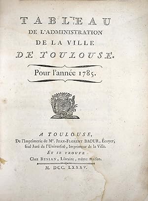 Tableau de l'administration de la ville de Toulouse, pour l'année 1785