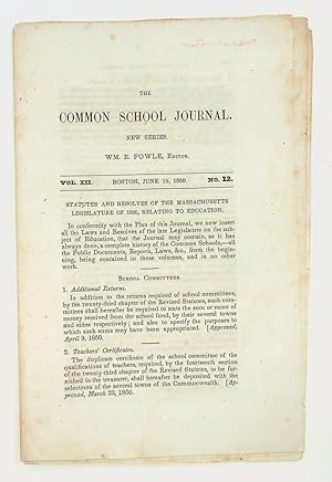 The Common School Journal, New Series, Vol. XII, No. 12, Boston, June 15, 1850