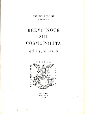 Seller image for Brevi note sul cosmopolita ed i suoi scritti for sale by Di Mano in Mano Soc. Coop
