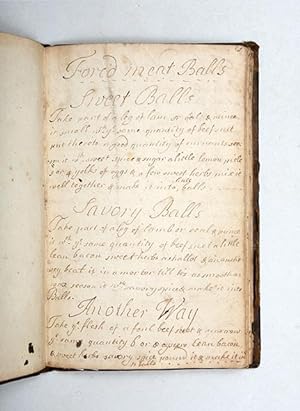 Seller image for Manuscript cookbook: [Kidder's Receipts of Pastry and Cookery, for the Use of his Scholars], the handbook of his student Dorcas Thornycroft. for sale by Peter Harrington.  ABA/ ILAB.