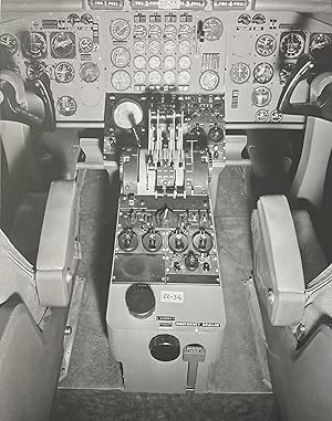 Circa 1980s Glossy Black and White Press Photo of a Convair Jet Cockpit