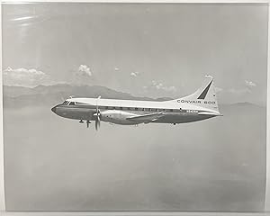 Circa 1960 Glossy Black and White Press Photo of a Convair 600 Jet in Flight