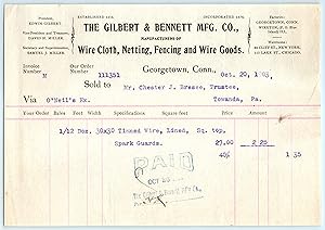 Billhead - 1903 The Gilbert & Bennett Mfg Co in Georgetown Connecticut