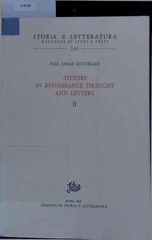 Bild des Verkufers fr Studies in Renaissance Thought and Letters. Nr. II zum Verkauf von Antiquariat Bookfarm