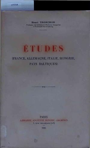 Bild des Verkufers fr Etudes (France, Allemagne, Italie, Hongrie, Pays Baltiques. zum Verkauf von Antiquariat Bookfarm