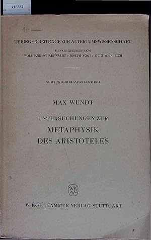 Bild des Verkufers fr Untersuchungen zur Metaphysik des Aristoteles. XXXVIII. Heft zum Verkauf von Antiquariat Bookfarm