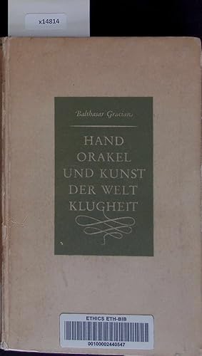 Bild des Verkufers fr Handorakel und Kunst - Der Weltklugheit. zum Verkauf von Antiquariat Bookfarm