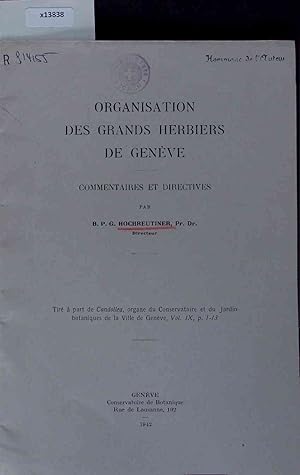 Imagen del vendedor de Organisation des Grands Herbiers de Geneve. Vol. IX a la venta por Antiquariat Bookfarm