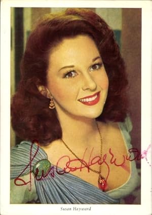 Ansichtskarte / Postkarte Schauspielerin Susan Hayward, Portrait, Autogramm