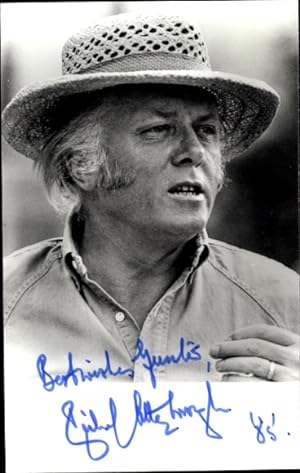 Foto Schauspieler Richard Attenborough, Portrait, Autogramm