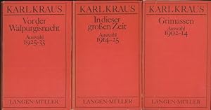 Seller image for Ausgewhlte Werke Band 1: Grimassen 1902-1914, Band 2: In dieser groen Zeit 1914-1925 und Band 3: Vor der Walpurgisnacht 1925 - 1933 3 Bnde for sale by Flgel & Sohn GmbH