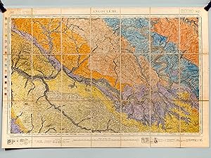 Angoulême. Carte topographique de l'Etat Major [ Carte géologique d'Angoulême, mise en couleurs à...