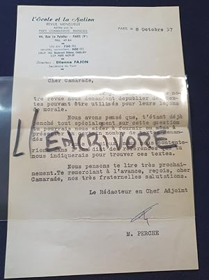 Lettre Tapuscrite signée de Maurice Perche - 1957