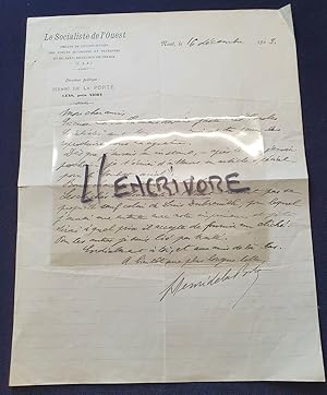 Lettre autographe signée de Henri de La Porte - 1903