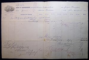 1862 Port of Philadelphia Manuscript & Printed Bill of Lading Entry of Merchandise Customs Duties...