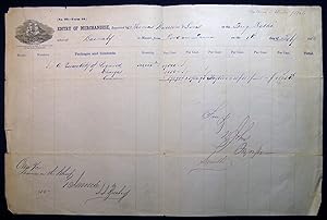 1862 Port of Philadelphia Manuscript & Printed Bill of Lading Entry of Merchandise Customs Duties...