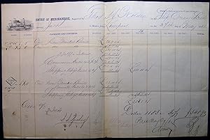 1862 Port of Philadelphia Manuscript & Printed Bill of Lading Entry of Merchandise Customs Duties...