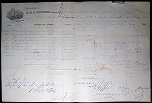 1862 Port of Philadelphia Manuscript & Printed Bill of Lading Entry of Merchandise Customs Duties...