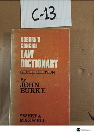 Image du vendeur pour Osborn's Concise Law Dictionary 6th Ed By John Burke mis en vente par UK LAW BOOK SELLERS LTD