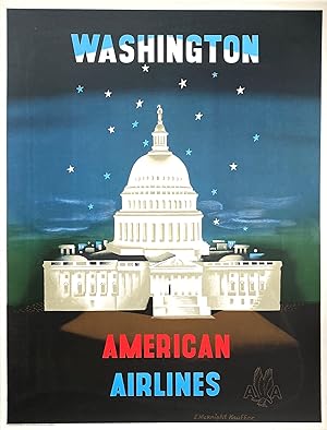 Bild des Verkufers fr Original Vintage Poster - American Airlines - Washington D.C. zum Verkauf von Picture This (ABA, ILAB, IVPDA)