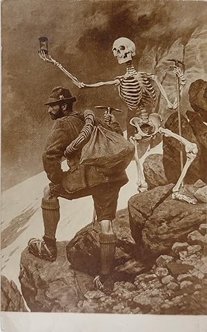 Bild des Verkufers fr Memento mori. Originalfotografie (Silbergelatine), anonym um 1905. Fotopostkarte 13,8 x 8,6 cm zum Verkauf von Antiquariat Johannes Mller