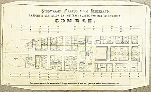 Inrichting der salon en hutten 1e klasse van het stoomschip Conrad.