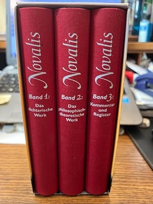 Bild des Verkufers fr Novalis. Werke, Tagebcher und Briefe Friedrich von Hardenbergs. 3 Bnde im Schmuckschuber. Band 1: Das dichterische Werk, Tagebcher und Briefe; Band 2: Das philosophisch-theoretische Werk; Band 3: Kommentar und Register. Herausgegeben von Hans-Joachim Mhl und von Richard Samuel. zum Verkauf von Altstadt-Antiquariat Nowicki-Hecht UG