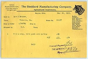 Billhead - 1905 The Stoddard Manufacturing Company of Dayton Ohio
