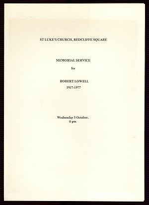 Imagen del vendedor de [Program]: Memorial Service for Robert Lowell 1917-1977 a la venta por Between the Covers-Rare Books, Inc. ABAA