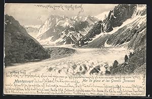 Ansichtskarte Montanvert, mer de glace et les Grands Jorasses, Gletscher