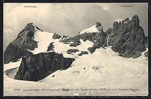 Ansichtskarte Glarneralpen-Bocktschingel und Teufelsstöcke vom Claridenfirn aus