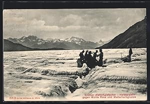 Ansichtskarte Grosser Aletschgletscher, Heisserstein gegen Monte Rosa und Matterhorngruppe