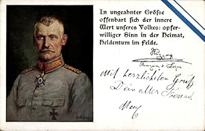 Künstler Ansichtskarte / Postkarte Kronprinz Rupprecht von Bayern, Portrait, Zitat