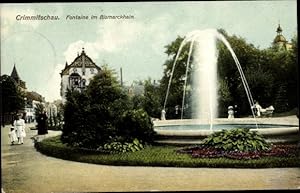 Ansichtskarte / Postkarte Crimmitschau in Sachsen, Fontäne im Bismarckhain