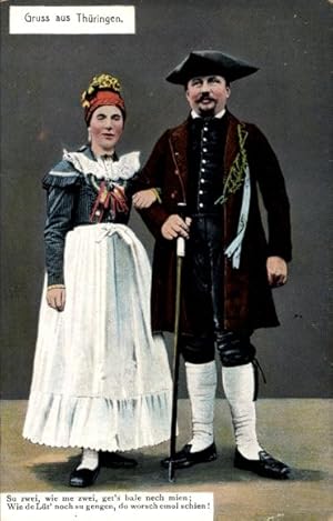 Ansichtskarte / Postkarte Ehepaar in Thüringer Tracht