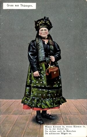 Ansichtskarte / Postkarte Frau in Thüringer Tracht