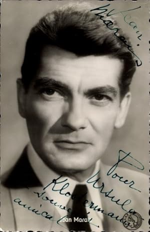 Ansichtskarte / Postkarte Schauspieler Jean Marais, Portrait, Film Taifun über Nagasaki, Autogramm